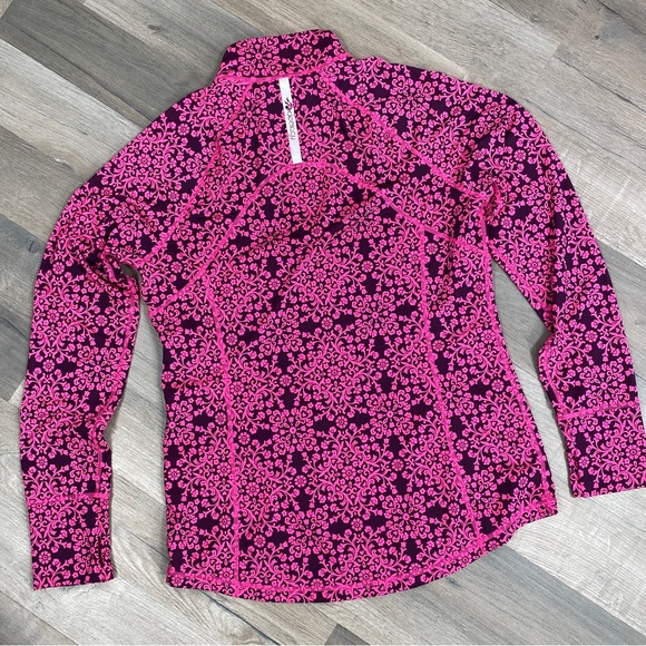 Ideology Floral Damask Print Quarter Zip Athletic Top Purple Pink Medium - Picture 13 of 14